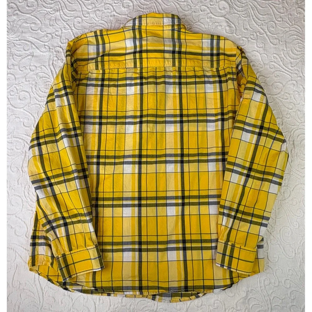 Lauren Ralph Lauren Kids Youth Yellow Blue White Plaid Long Sleeve‎ Shirt Size L
